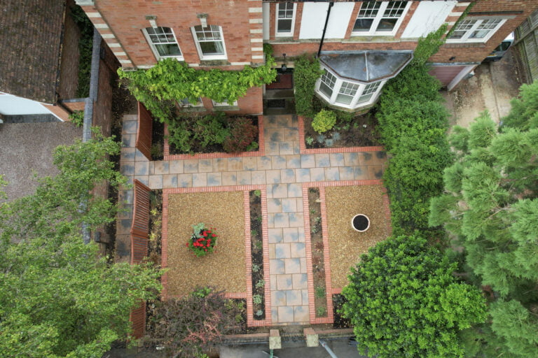 birds eye view of garden installation