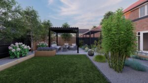 Modern Garden with pergola