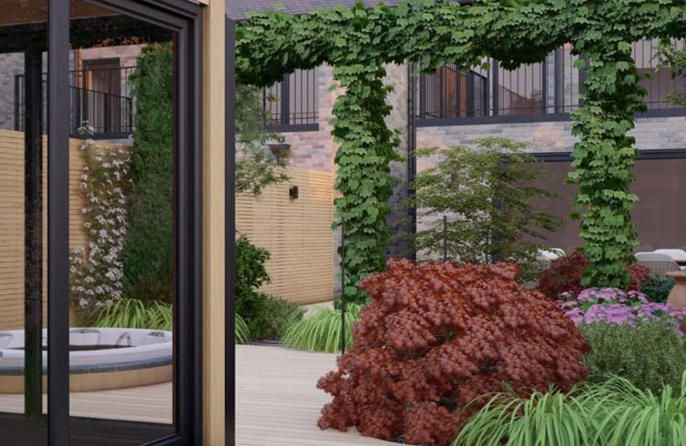 Luxury garden design with modern planting scheme in Bedfordshire outdoor space